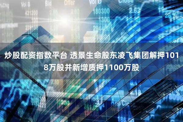 炒股配资指数平台 透景生命股东凌飞集团解押1018万股并新增质押1100万股