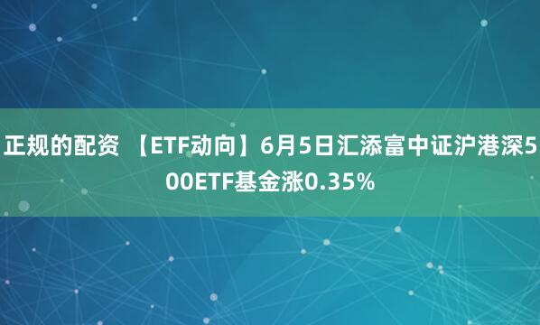 正规的配资 【ETF动向】6月5日汇添富中证沪港深500ETF基金涨0.35%