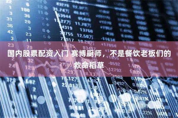 国内股票配资入门 赛博厨师，不是餐饮老板们的救命稻草